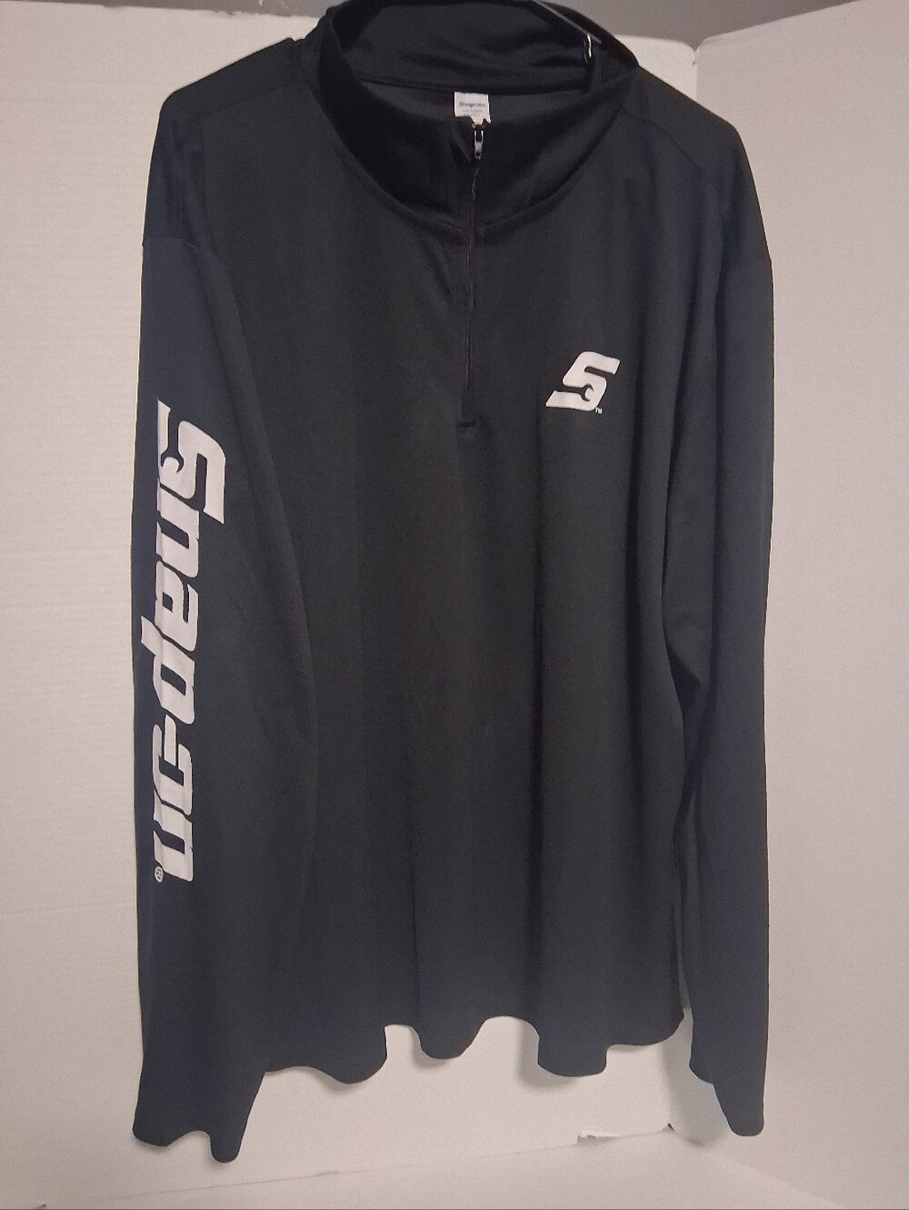 Men's Snap-On Black Long-Sleeve Quarter Zip Pullover XL